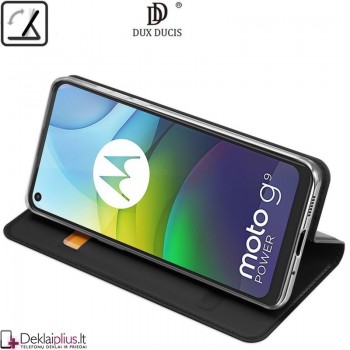 Dux Ducis dirbtinės odos atverčiamas dėklas - juodas (Motorola Moto G9 Power)